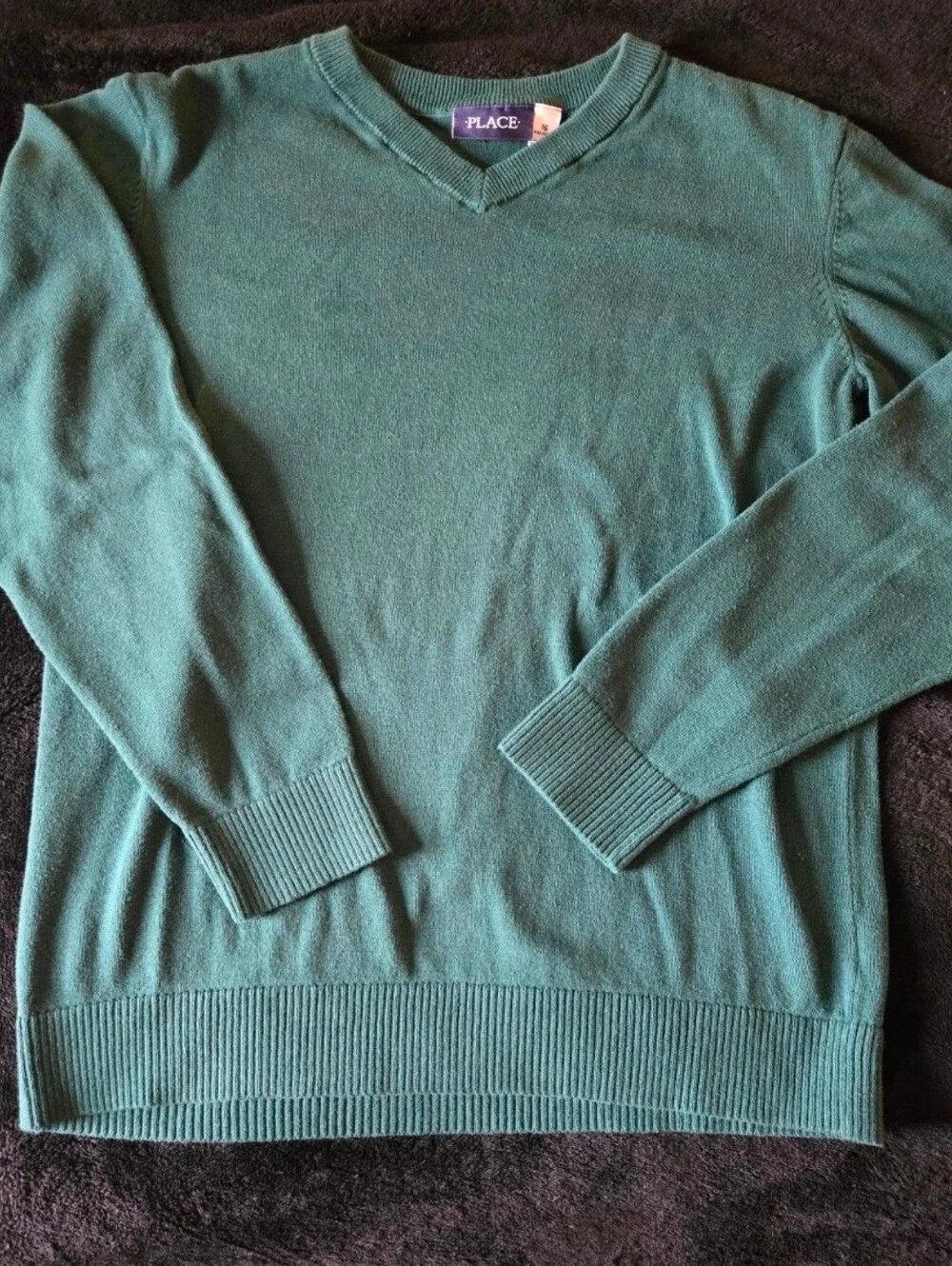 2 Sweaters The Children's Place Size 16 Green V-Neck And Quarter-Zip